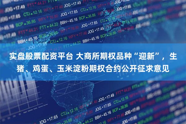 实盘股票配资平台 大商所期权品种“迎新”，生猪、鸡蛋、玉米淀粉期权合约公开征求意见