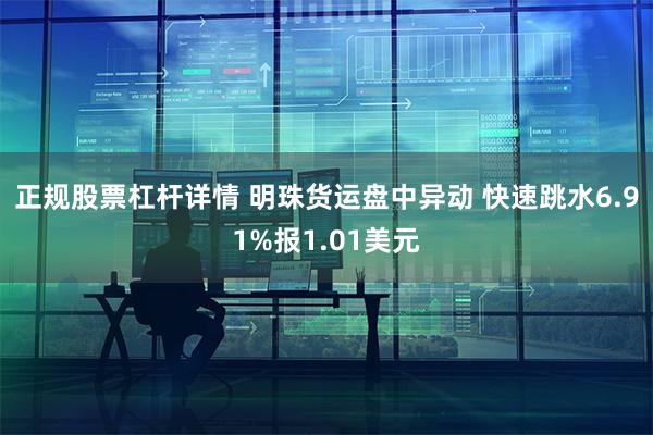 正规股票杠杆详情 明珠货运盘中异动 快速跳水6.91%报1.01美元