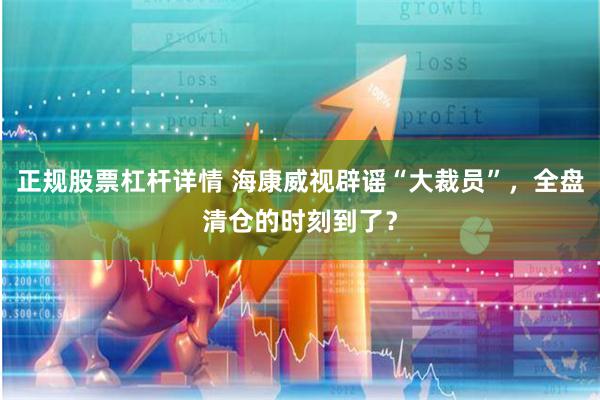 正规股票杠杆详情 海康威视辟谣“大裁员”，全盘清仓的时刻到了？