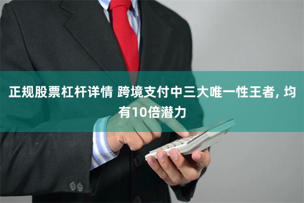正规股票杠杆详情 跨境支付中三大唯一性王者, 均有10倍潜力