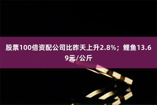 股票100倍资配公司比昨天上升2.8%；鲤鱼13.69元/公